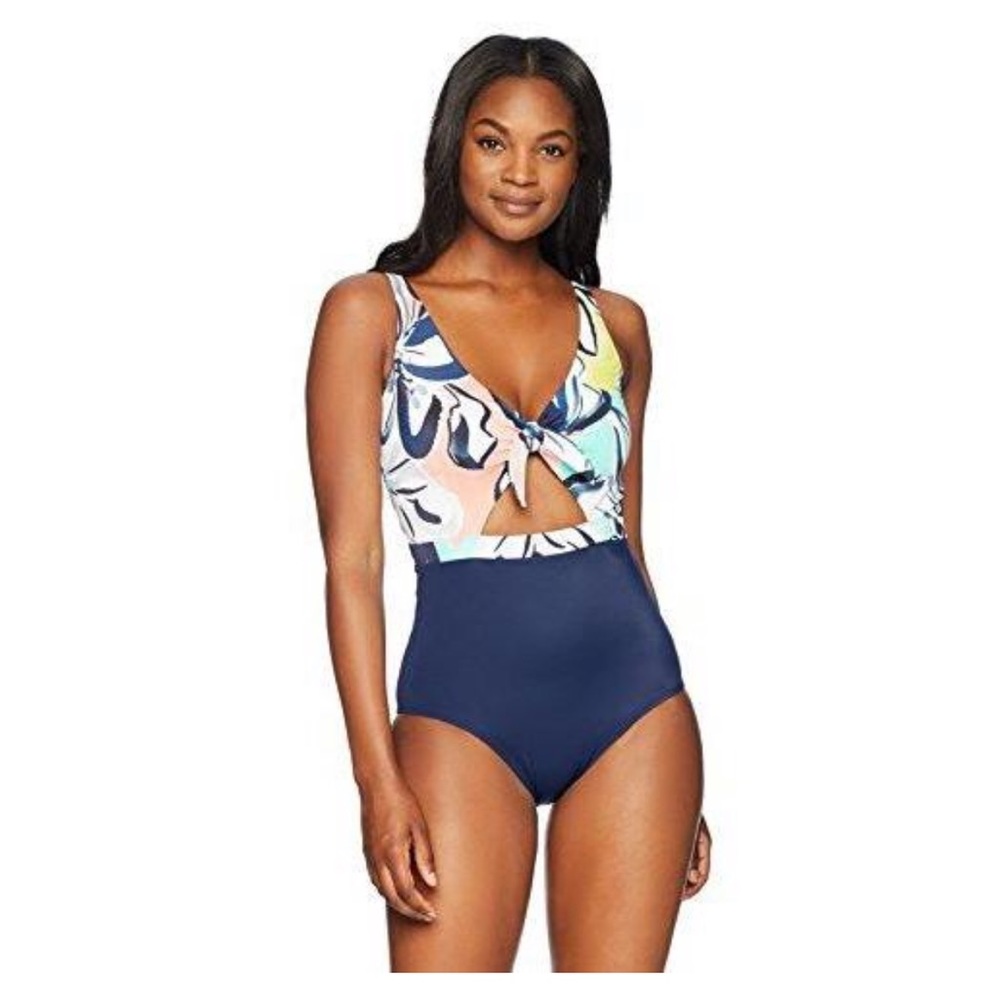 Coastal Blue Knotted Cut Out Stomach Swimsuit 👙